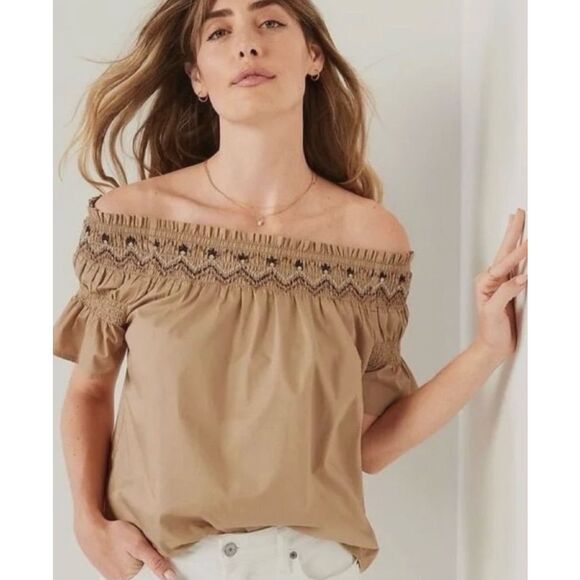 Old Navy‎ Smocked Off the Shoulder Top Blouse Size XXL Brown - Picture 1 of 9